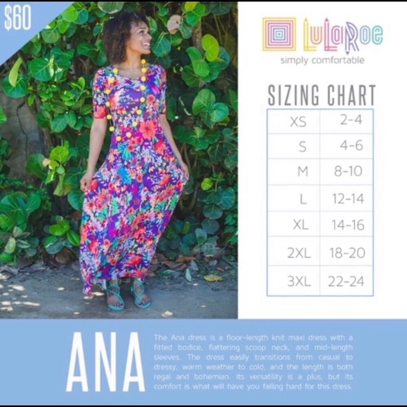 LuLaRoe Ana size small scoop neck Maxi Dress - Picture 2 of 8